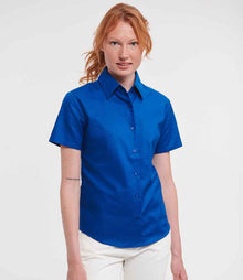 Russell Athletic Collection Ladies Short Sleeve Easy Care Oxford Shirt 933F - 933F Bright Royal Model