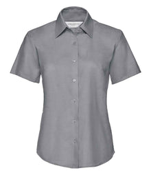Russell Athletic Collection Ladies Short Sleeve Easy Care Oxford Shirt 933F - Silver