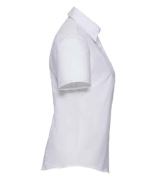 Russell Athletic Collection Ladies Short Sleeve Easy Care Oxford Shirt 933F - 933F White Side
