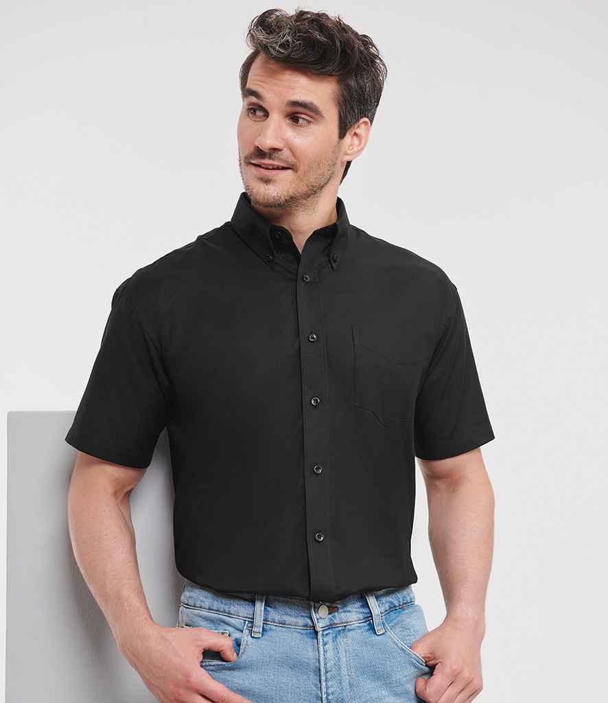 Russell Athletic Collection Short Sleeve Easy Care Oxford Shirt 933M - 933M Black Model