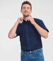 Russell Athletic Collection Short Sleeve Easy Care Oxford Shirt 933M - 933M Bright Navy Model