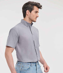 Russell Athletic Collection Short Sleeve Easy Care Oxford Shirt 933M - 933M Silver Model