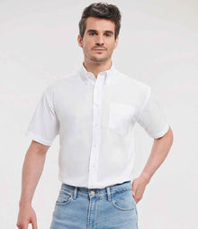 Russell Athletic Collection Short Sleeve Easy Care Oxford Shirt 933M - 933M White Model