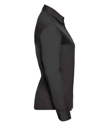 Russell Athletic Collection Ladies Long Sleeve Easy Care Poplin Shirt 934F - 934F Black Side
