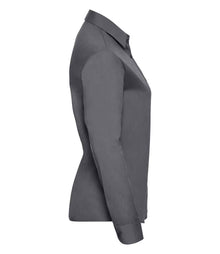 Russell Athletic Collection Ladies Long Sleeve Easy Care Poplin Shirt 934F - 934F Convoy Grey Side