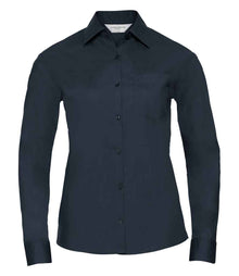 Russell Athletic Collection Ladies Long Sleeve Easy Care Poplin Shirt 934F - French Navy