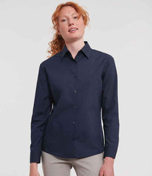 Russell Athletic Collection Ladies Long Sleeve Easy Care Poplin Shirt 934F - 934F French Navy Model
