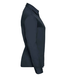 Russell Athletic Collection Ladies Long Sleeve Easy Care Poplin Shirt 934F - 934F French Navy Side