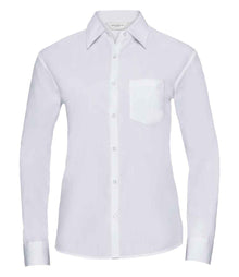 Russell Athletic Collection Ladies Long Sleeve Easy Care Poplin Shirt 934F - White