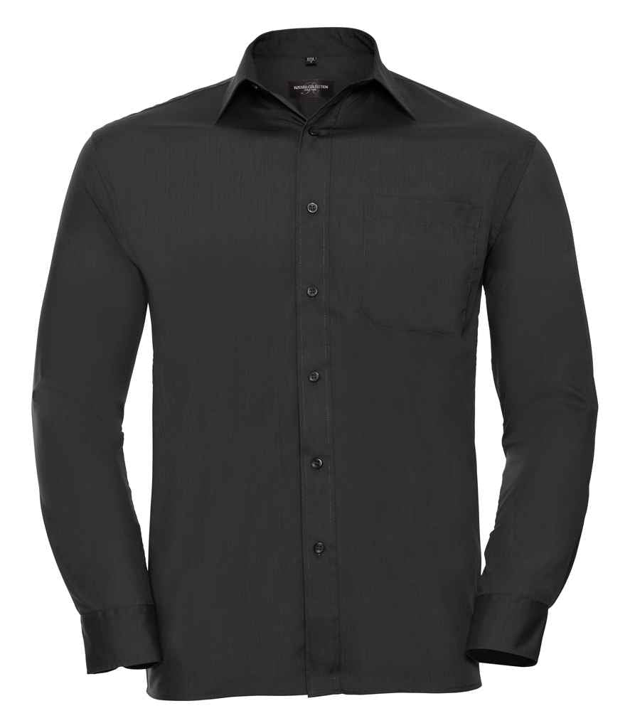 Russell Athletic Collection Long Sleeve Easy Care Poplin Shirt 934M - Black