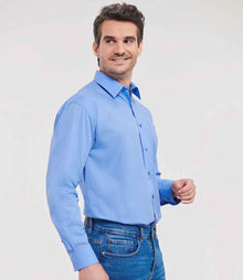 Russell Athletic Collection Long Sleeve Easy Care Poplin Shirt 934M - 934M Corporate Blue Model