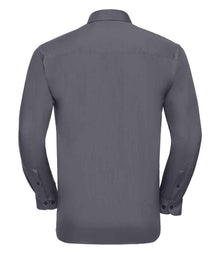 Russell Athletic Collection Long Sleeve Easy Care Poplin Shirt 934M - 934M Convoy Grey Back