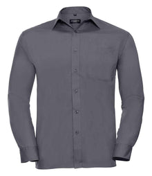 Russell Athletic Collection Long Sleeve Easy Care Poplin Shirt 934M - Convoy Grey
