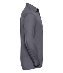 Russell Athletic Collection Long Sleeve Easy Care Poplin Shirt 934M - 934M Convoy Grey Side