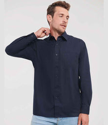 Russell Athletic Collection Long Sleeve Easy Care Poplin Shirt 934M - 934M French Navy Model