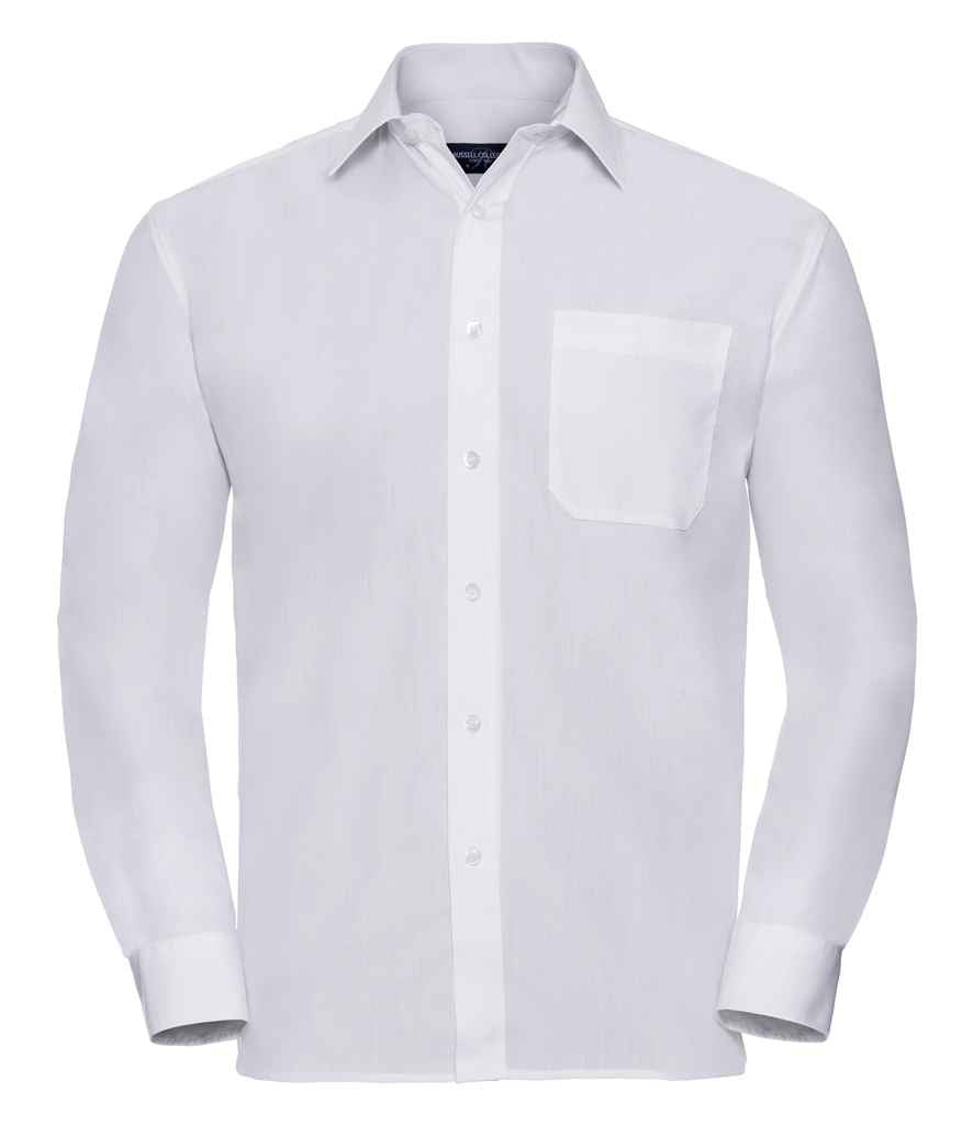 Russell Athletic Collection Long Sleeve Easy Care Poplin Shirt 934M - White