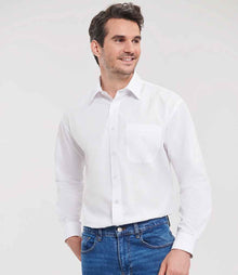 Russell Athletic Collection Long Sleeve Easy Care Poplin Shirt 934M - 934M White Model