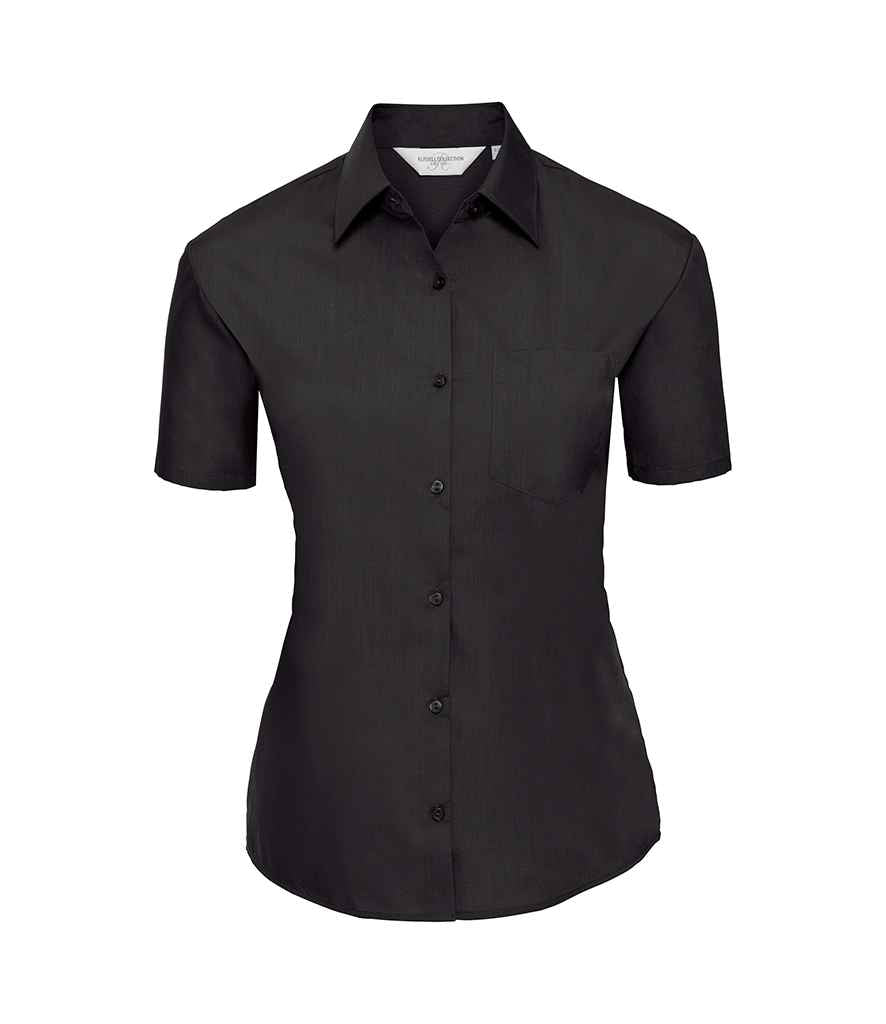 Russell Athletic Collection Ladies Short Sleeve Easy Care Poplin Shirt 935F - Black