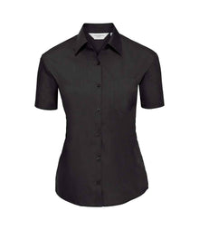 Russell Athletic Collection Ladies Short Sleeve Easy Care Poplin Shirt 935F - Black