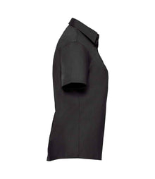 Russell Athletic Collection Ladies Short Sleeve Easy Care Poplin Shirt 935F - 935F Black Side