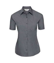 Russell Athletic Collection Ladies Short Sleeve Easy Care Poplin Shirt 935F - Convoy Grey