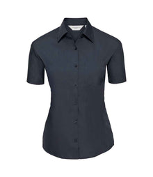 Russell Athletic Collection Ladies Short Sleeve Easy Care Poplin Shirt 935F - French Navy