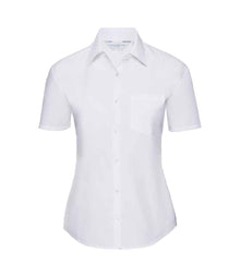 Russell Athletic Collection Ladies Short Sleeve Easy Care Poplin Shirt 935F - White