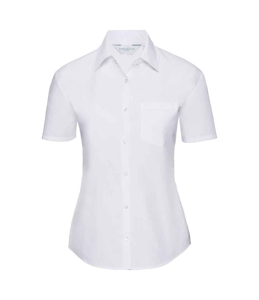 Russell Athletic Collection Ladies Short Sleeve Easy Care Poplin Shirt 935F - White