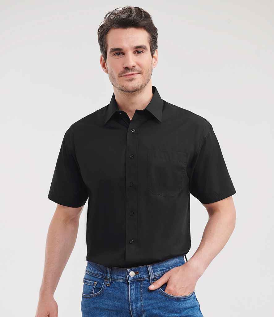 Russell Athletic Collection Short Sleeve Easy Care Poplin Shirt 935M - 935M Black Model