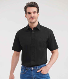 Russell Athletic Collection Short Sleeve Easy Care Poplin Shirt 935M - 935M Black Model