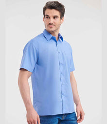 Russell Athletic Collection Short Sleeve Easy Care Poplin Shirt 935M - 935M Corporate Blue Model