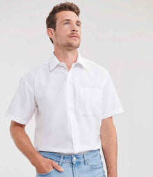 Russell Athletic Collection Short Sleeve Easy Care Poplin Shirt 935M - 935M White Model