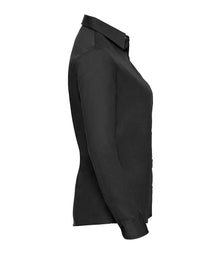 Russell Athletic Collection Ladies Long Sleeve Easy Care Cotton Poplin Shirt 936F - 936F Black Side