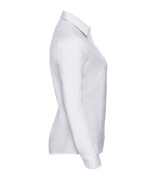 Russell Athletic Collection Ladies Long Sleeve Easy Care Cotton Poplin Shirt 936F - 936F White Side