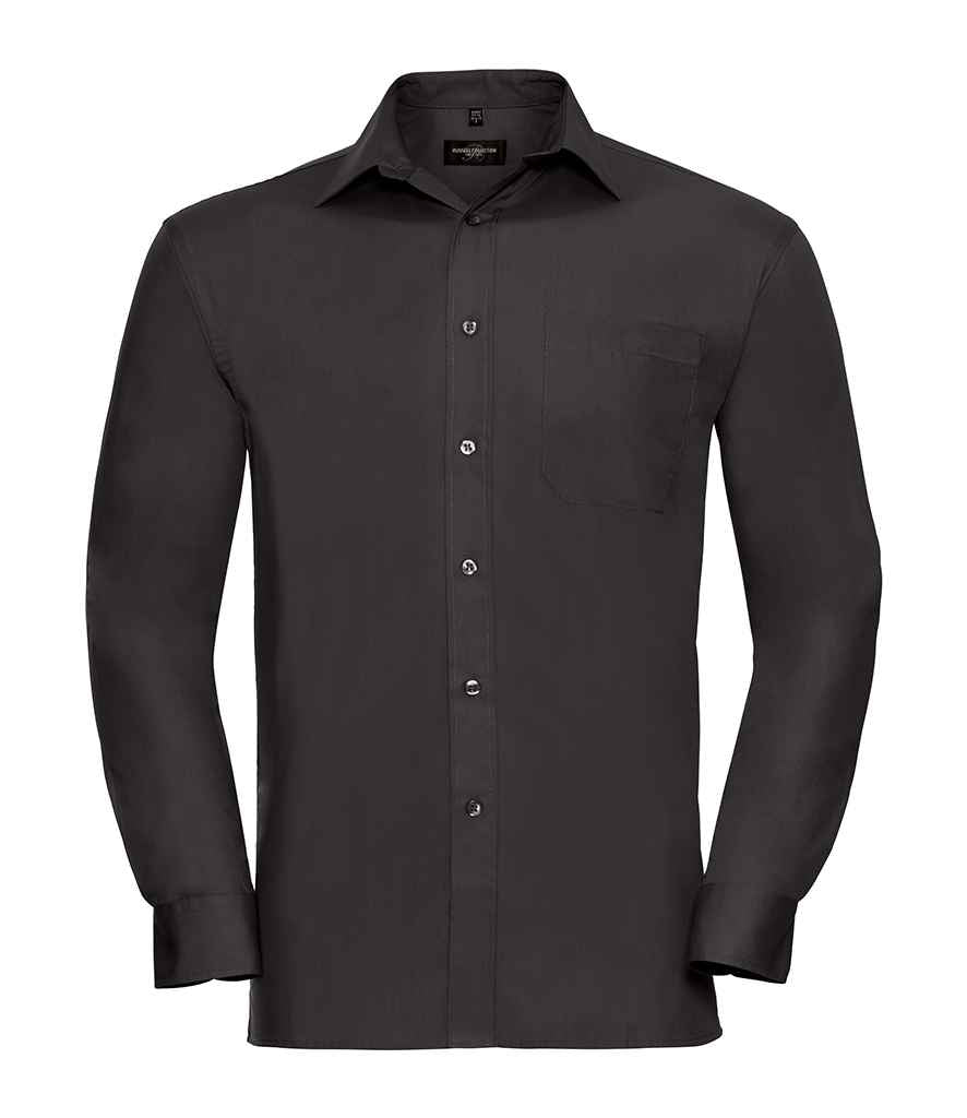 Russell Athletic Collection Long Sleeve Easy Care Cotton Poplin Shirt 936M - Black