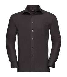 Russell Athletic Collection Long Sleeve Easy Care Cotton Poplin Shirt 936M - Black