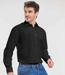 Russell Athletic Collection Long Sleeve Easy Care Cotton Poplin Shirt 936M - 936M Black Model