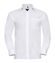 Russell Athletic Collection Long Sleeve Easy Care Cotton Poplin Shirt 936M - White