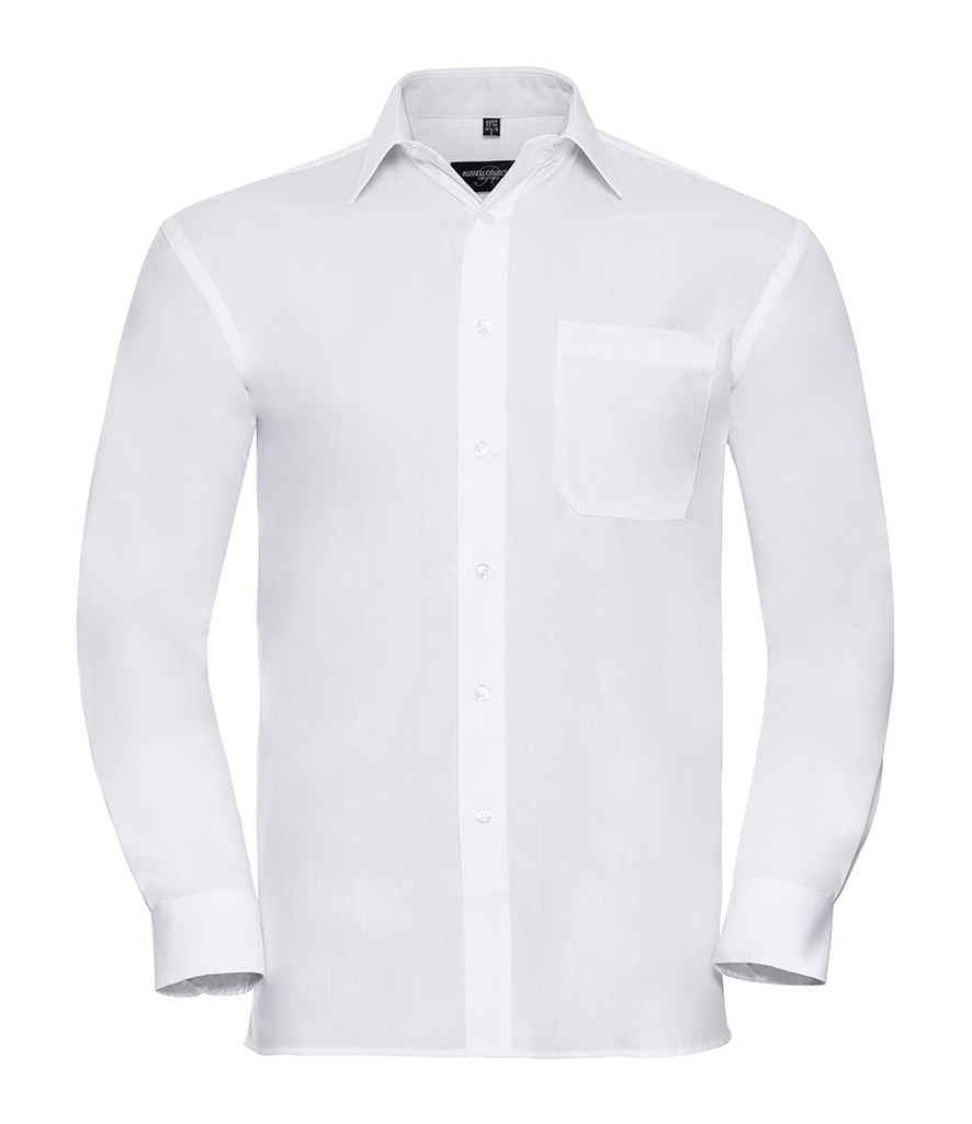 Russell Athletic Collection Long Sleeve Easy Care Cotton Poplin Shirt 936M - White