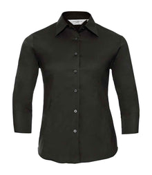 Russell Athletic Collection Ladies 3/4 Sleeve Easy Care Fitted Shirt 946F - Black