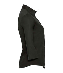 Russell Athletic Collection Ladies 3/4 Sleeve Easy Care Fitted Shirt 946F - 946F Black Side