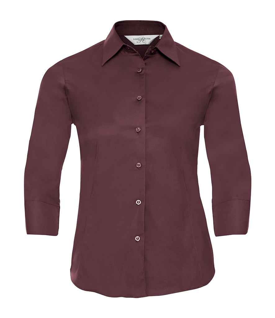Russell Athletic Collection Ladies 3/4 Sleeve Easy Care Fitted Shirt 946F - Port