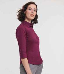 Russell Athletic Collection Ladies 3/4 Sleeve Easy Care Fitted Shirt 946F - 946F Port Model