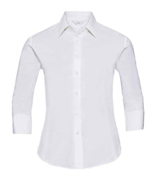 Russell Athletic Collection Ladies 3/4 Sleeve Easy Care Fitted Shirt 946F - White