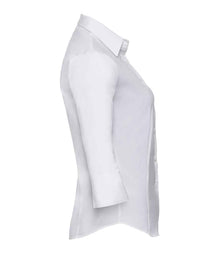Russell Athletic Collection Ladies 3/4 Sleeve Easy Care Fitted Shirt 946F - 946F White Side