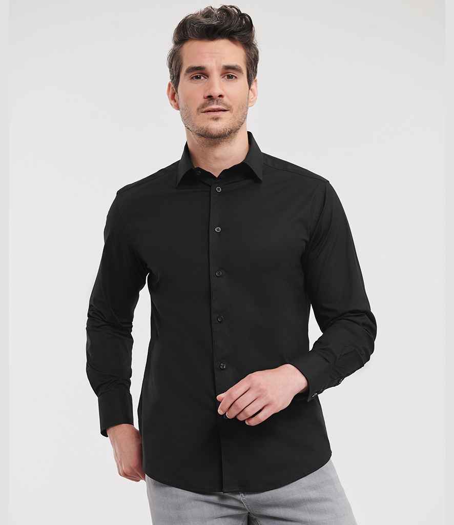 Russell Athletic Collection Long Sleeve Easy Care Fitted Shirt 946M - 946M Black Model
