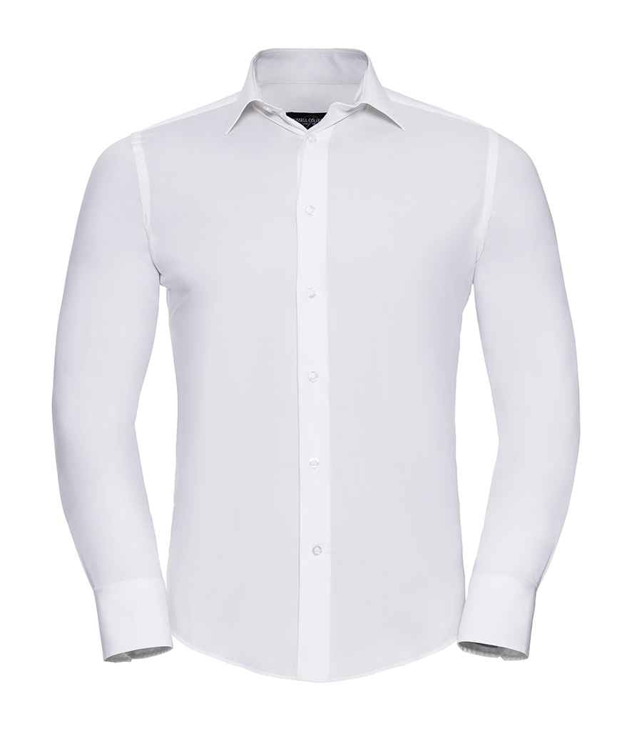 Russell Athletic Collection Long Sleeve Easy Care Fitted Shirt 946M - White