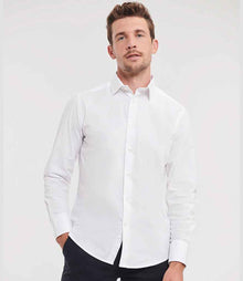 Russell Athletic Collection Long Sleeve Easy Care Fitted Shirt 946M - 946M White Model