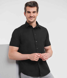 Russell Athletic Collection Short Sleeve Easy Care Fitted Shirt 947M - 947M Black Model