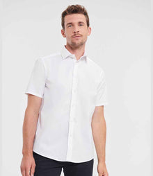Russell Athletic Collection Short Sleeve Easy Care Fitted Shirt 947M - 947M White Model